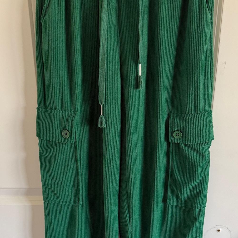 New Mix Green Wide-Leg Corduroy Cargo Pants Size Small - Picture 3 of 7